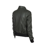 Women's Pure Bomber Leather Jacket | Green