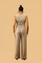 Women's Textured V-Neck Button-Up Waistcoat Co-ord Set