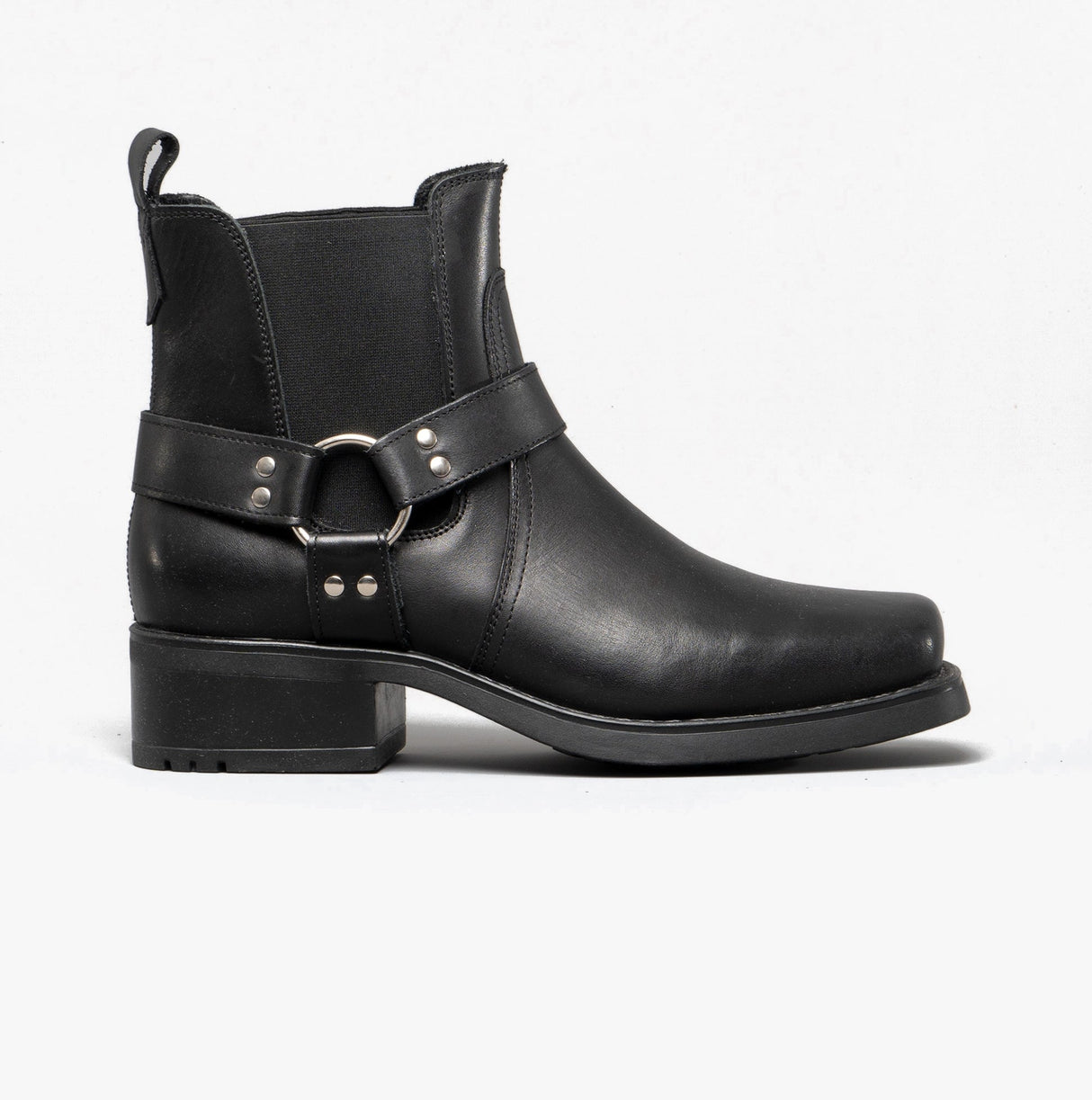 Woodland HARLEY Mens Leather Ankle Biker Cowboy Boots Black