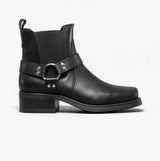 Woodland HARLEY Mens Leather Ankle Biker Cowboy Boots Black