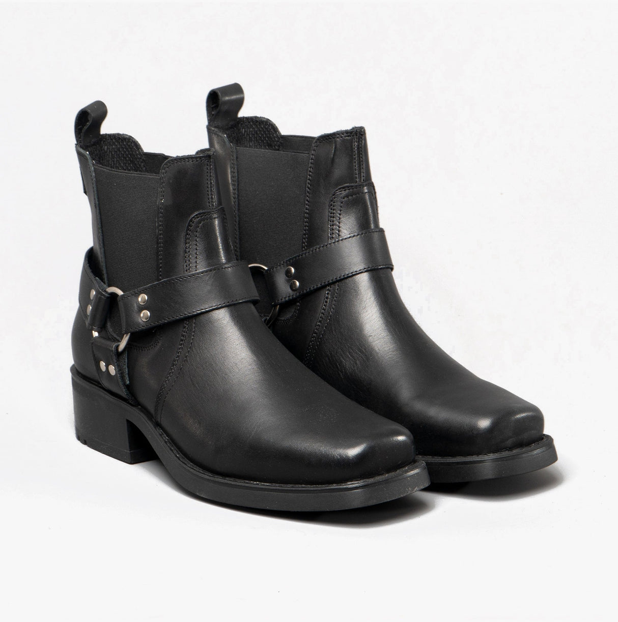 Woodland HARLEY Mens Leather Ankle Biker Cowboy Boots Black