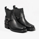 Woodland HARLEY Mens Leather Ankle Biker Cowboy Boots Black