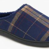 Zedzzz FABIAN Mens Check Textile Mule Slippers Navy