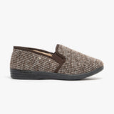 Zedzzz KEITH Mens Textured Knit Full Slippers Brown