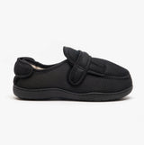 Zedzzz JOSH Mens Super Wide Touch Fasten Slippers Black