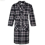 Men's Soft Warm Fleece Dressing Gown with Checkered Pattern