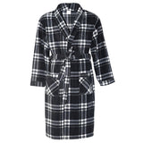 Men's Soft Warm Fleece Dressing Gown with Checkered Pattern