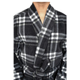 Men's Soft Warm Fleece Dressing Gown with Checkered Pattern