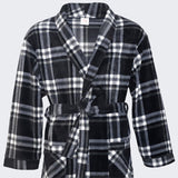 Men's Soft Warm Fleece Dressing Gown with Checkered Pattern