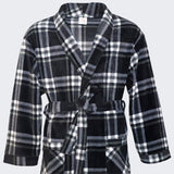 Men's Soft Warm Fleece Dressing Gown with Checkered Pattern