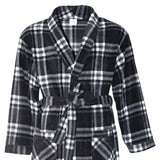 Men's Soft Warm Fleece Dressing Gown with Checkered Pattern