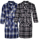 Men's Soft Warm Fleece Dressing Gown with Checkered Pattern
