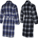 Men's Soft Warm Fleece Dressing Gown with Checkered Pattern