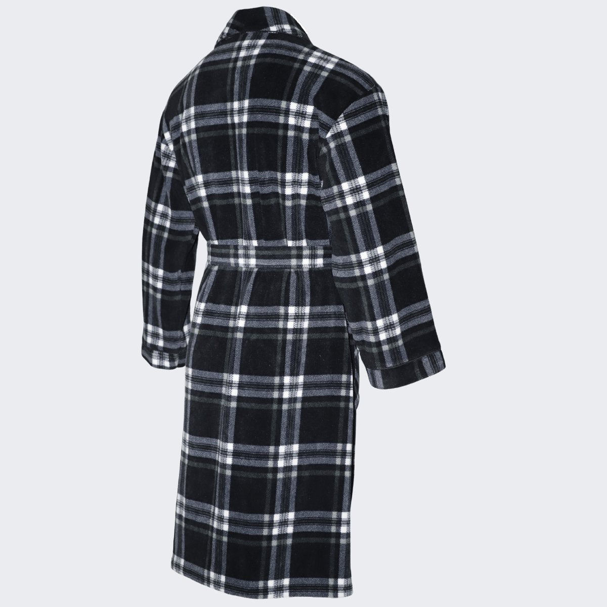 Men's Soft Warm Fleece Dressing Gown with Checkered Pattern