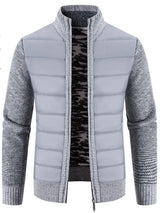 Men's Plus Size Quilted Knit Bomber Jacket with Stand Collar