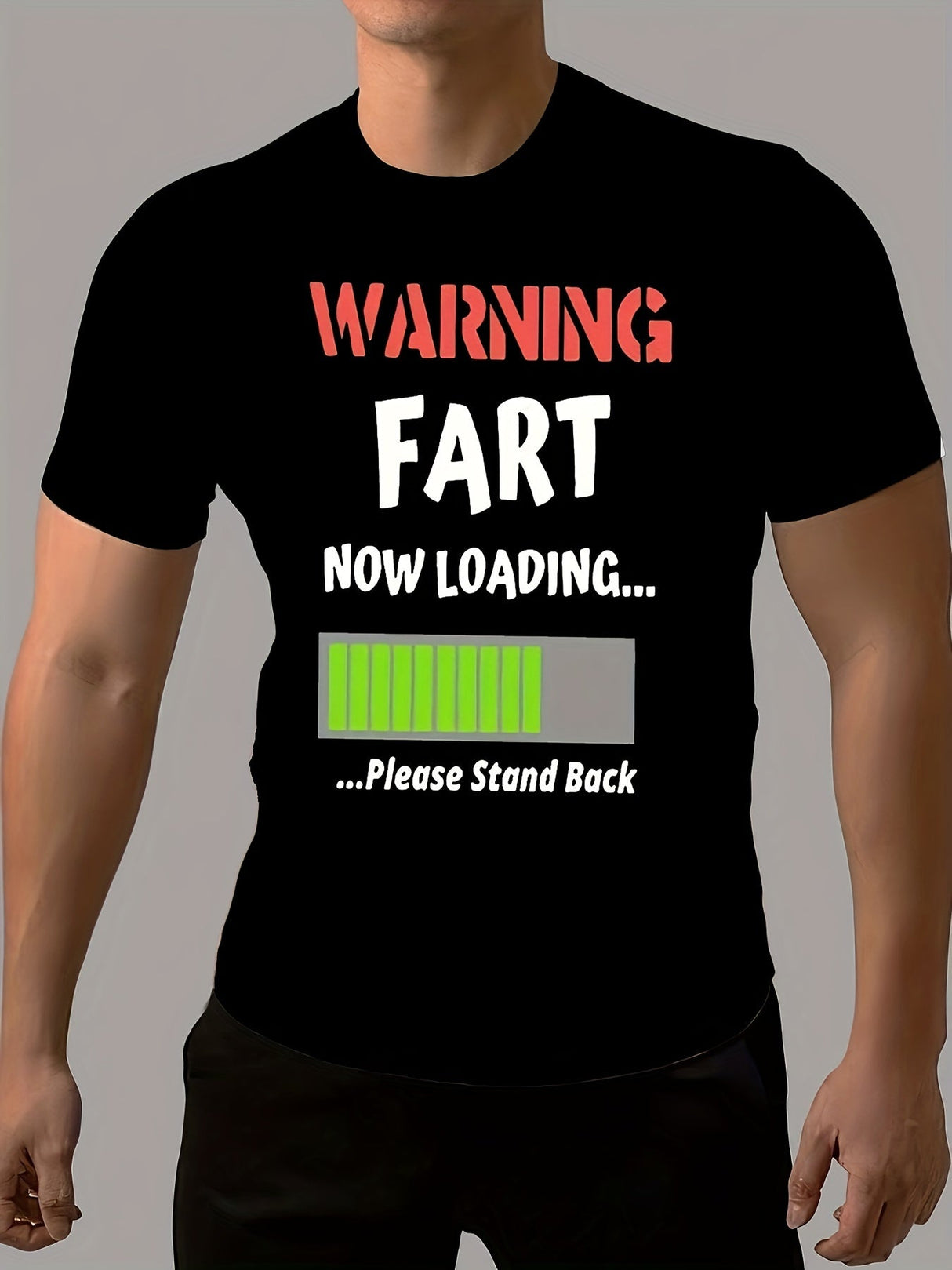 Moisture-Wicking Men's T-Shirt | Humorous "Loading" Letter Print - Casual and Comfortable | All-Season Crew Neck | Easy Care and Durable