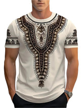 Men's Stylish Digital Print T-Shirt Short Sleeve Crew Neck with Intricate Floral Print Patterns