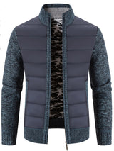 Men's Plus Size Quilted Knit Bomber Jacket with Stand Collar