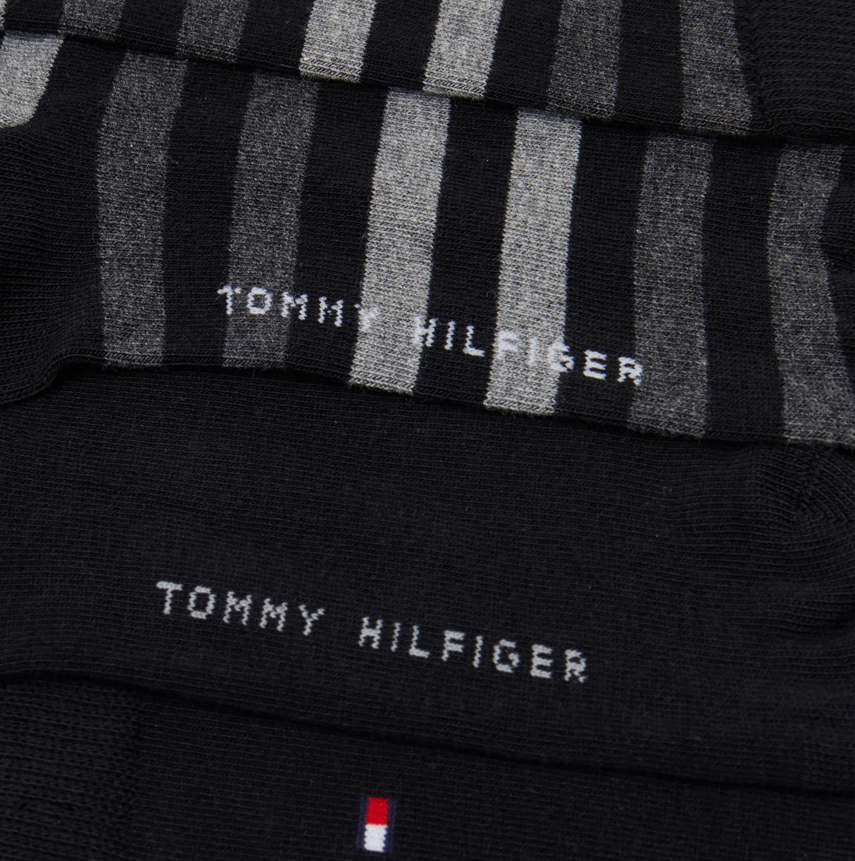 Tommy Hilfiger 2 Pack  Mens Crew Stripe Socks Black