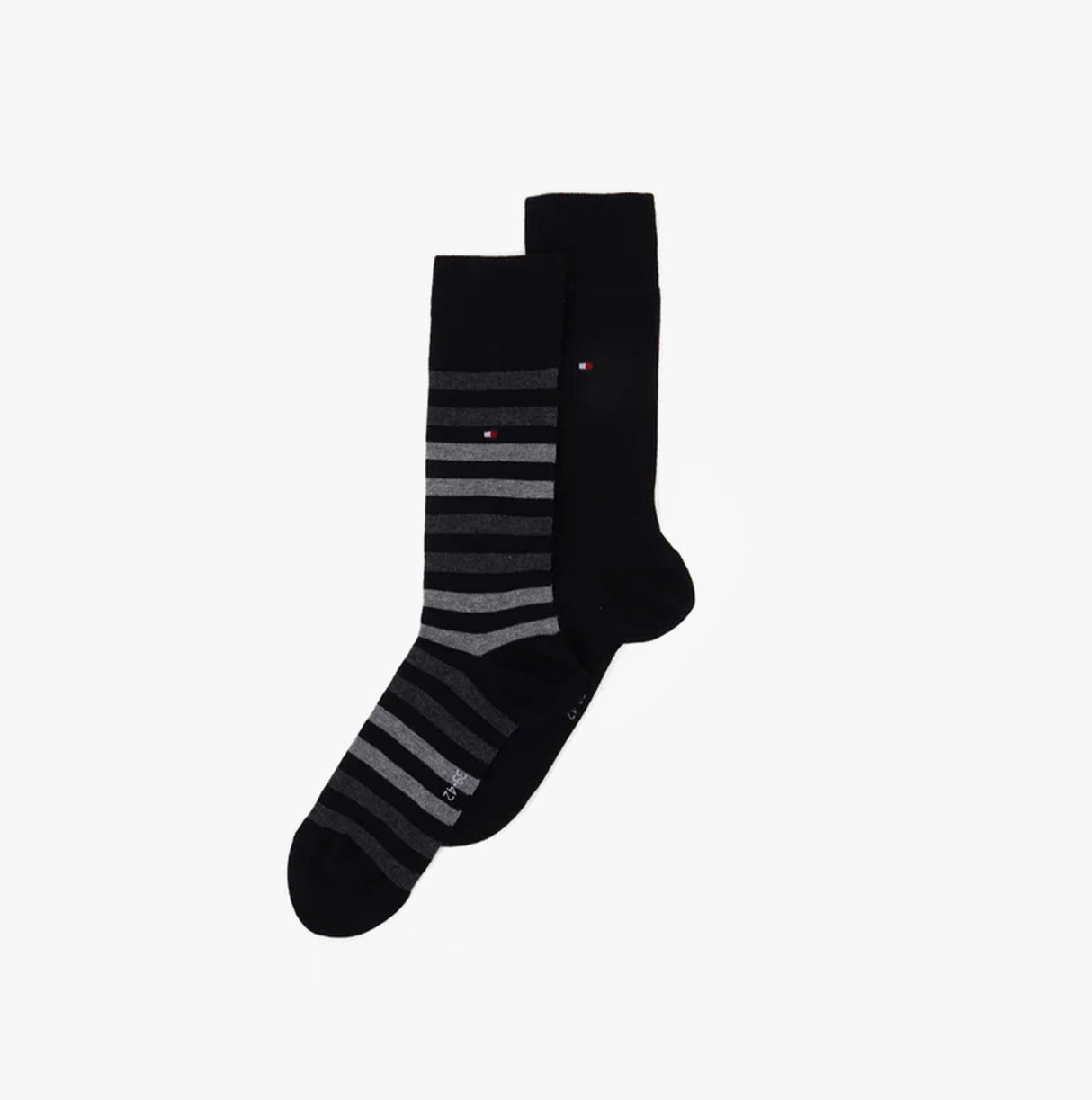Tommy Hilfiger 2 Pack  Mens Crew Stripe Socks Black