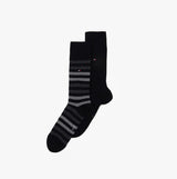 Tommy Hilfiger 2 Pack  Mens Crew Stripe Socks Black