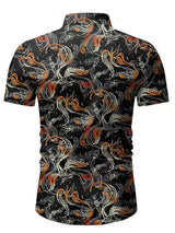 Men's Hawaiian Shirt Button Down Shirts Short-Sleeve Work Shirt Spread Collar Tops