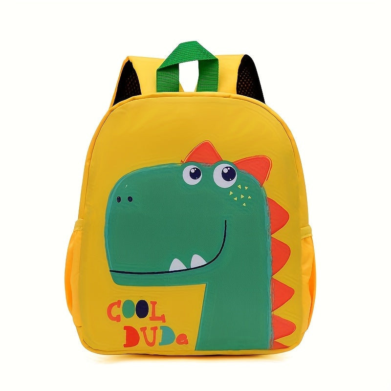 Stylish Cartoon Design Youngsters' Backpack with Adjustable Straps, Spacious Interior & Side Pockets - Durable Nylon Material for Boys & Girls