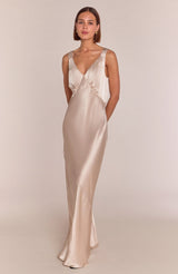 Amelia Dress in Champagne Satin