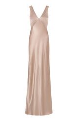 Amelia Dress in Champagne Satin
