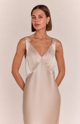 Amelia Dress in Champagne Satin