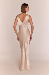 Amelia Dress in Champagne Satin