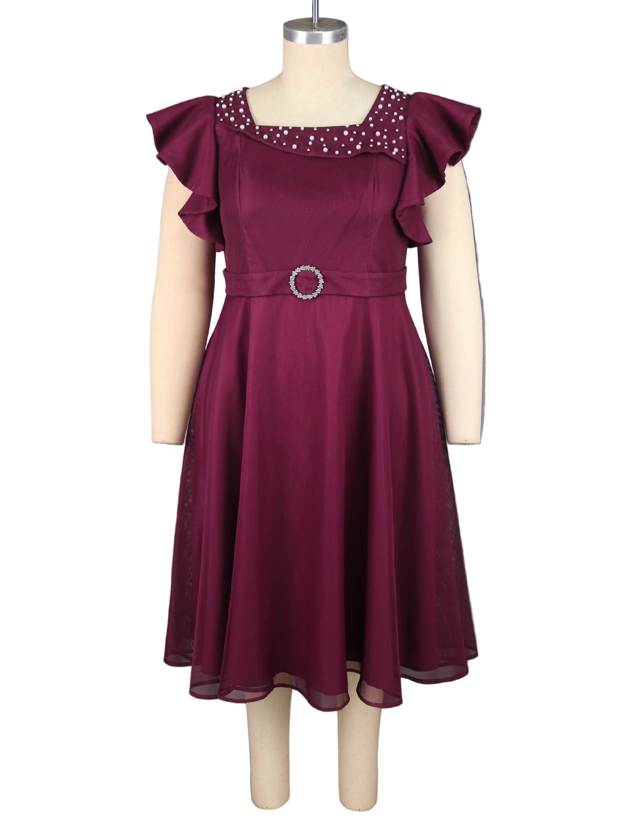 Women’s Summer Mesh Dress – Butterfly Sleeve Ruffles, Elegant Party & Wedding Guest Outfit