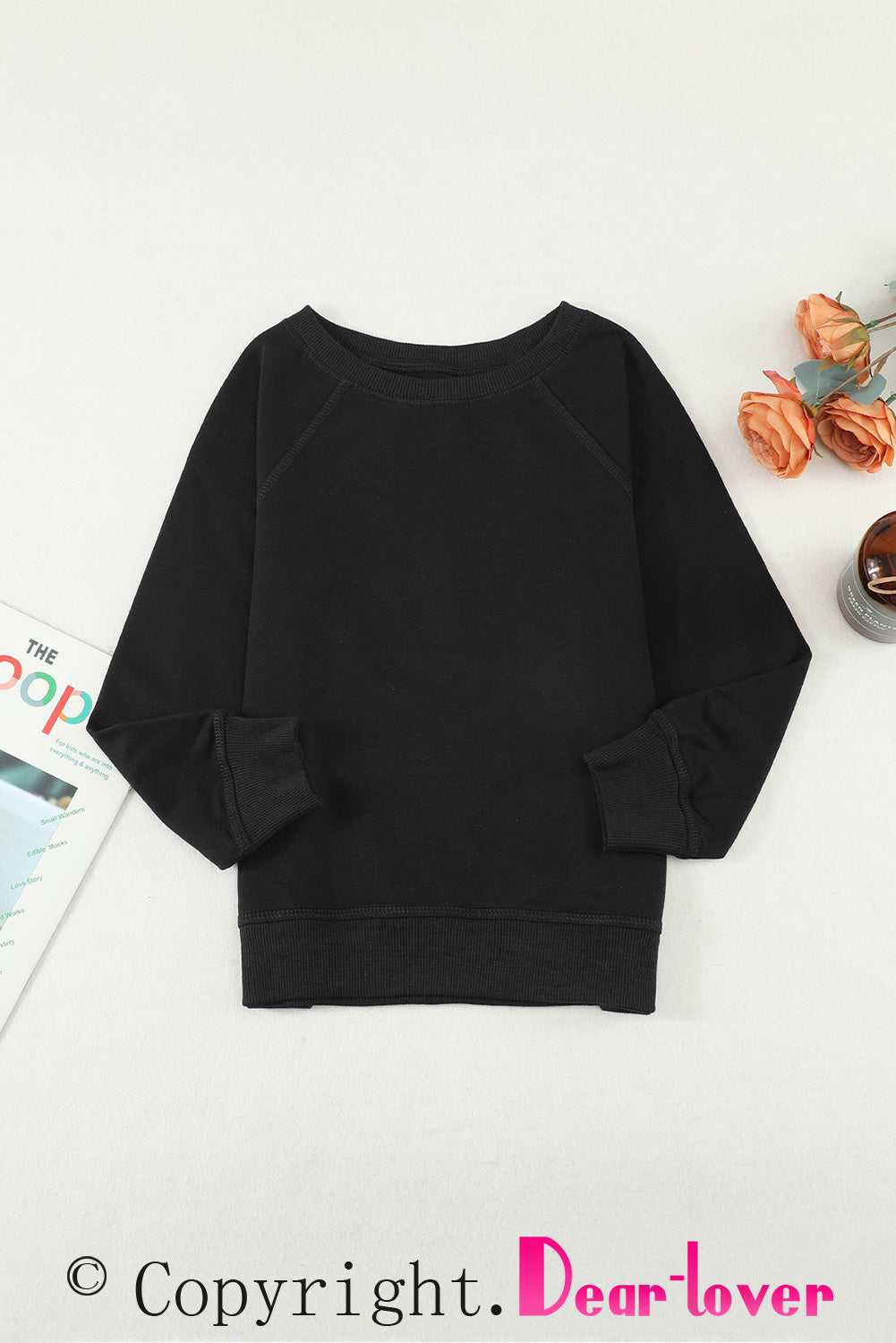 Black/Sky Blue/Green/Gray Raglan Sleeve Pullover Kids Sweatshirt