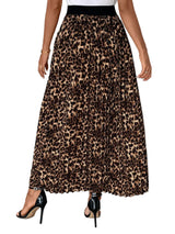 Perfee Pleated Leopard Maxi Skirt