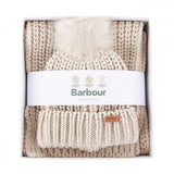 Barbour SALTBURN BEANIE & SCARF Womens Gift Set Pearl