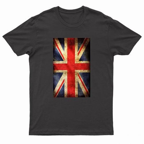 Adults Printed British Flag Union Jack Grunge T-Shirt