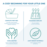 Blue Dimple White Wicker Baby Moses Basket With Stand