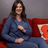 Blue Luxurious Cotton Breastfeeding Loungewear