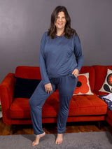 Blue Luxurious Cotton Breastfeeding Loungewear