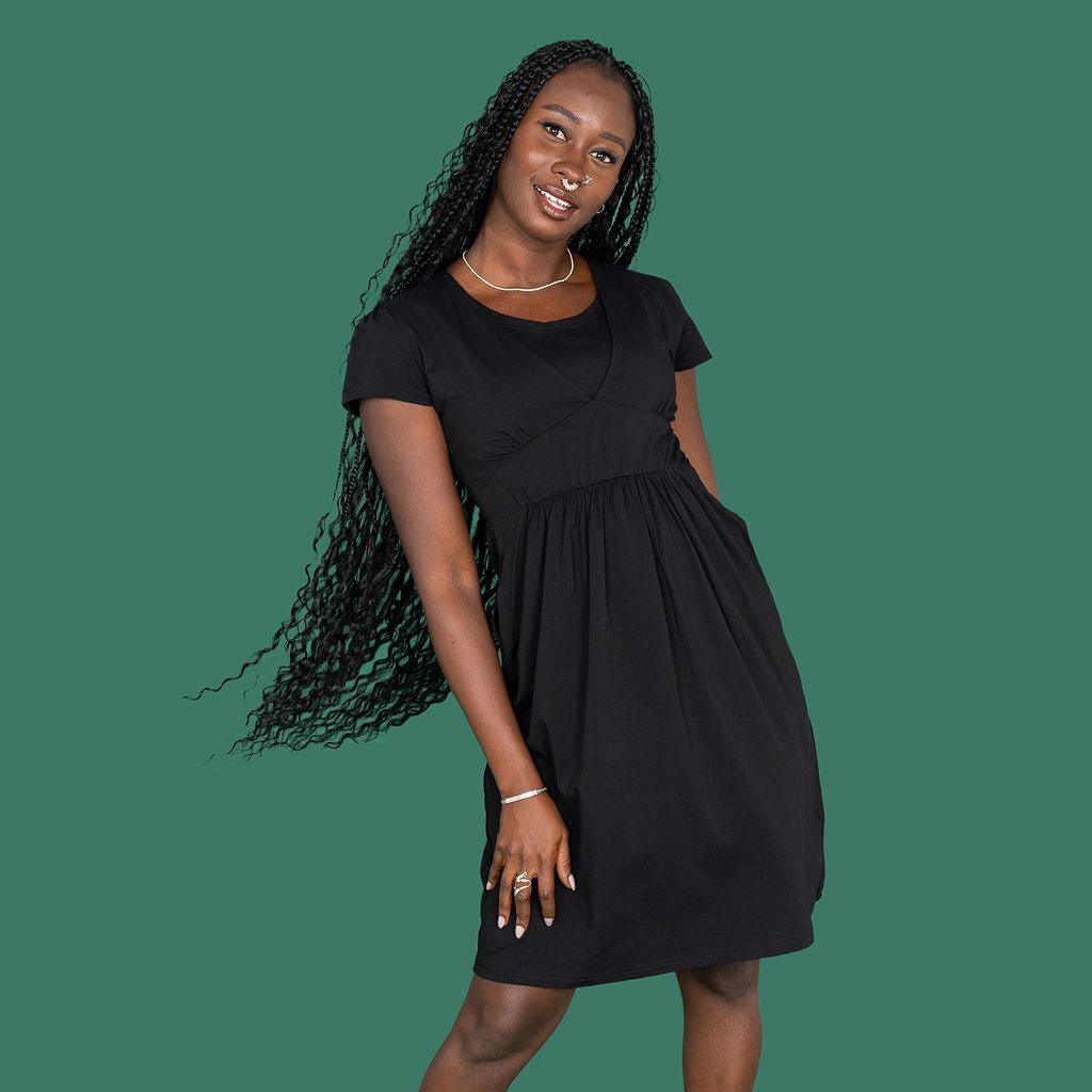 Black Cotton Breastfeeding Dress