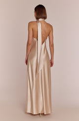 Brooklyn Dress in Champagne Satin