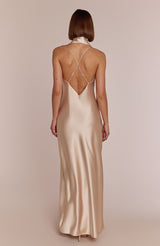 Brooklyn Dress in Champagne Satin