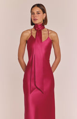 Brooklyn Dress in Hot Pink Satin