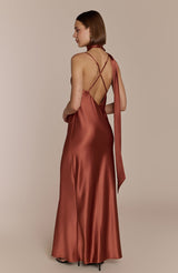 Brooklyn Dress in Terracotta Satin