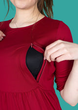 The Midi Breastfeeding Dress - Burgundy