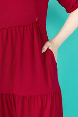 The Midi Breastfeeding Dress - Burgundy
