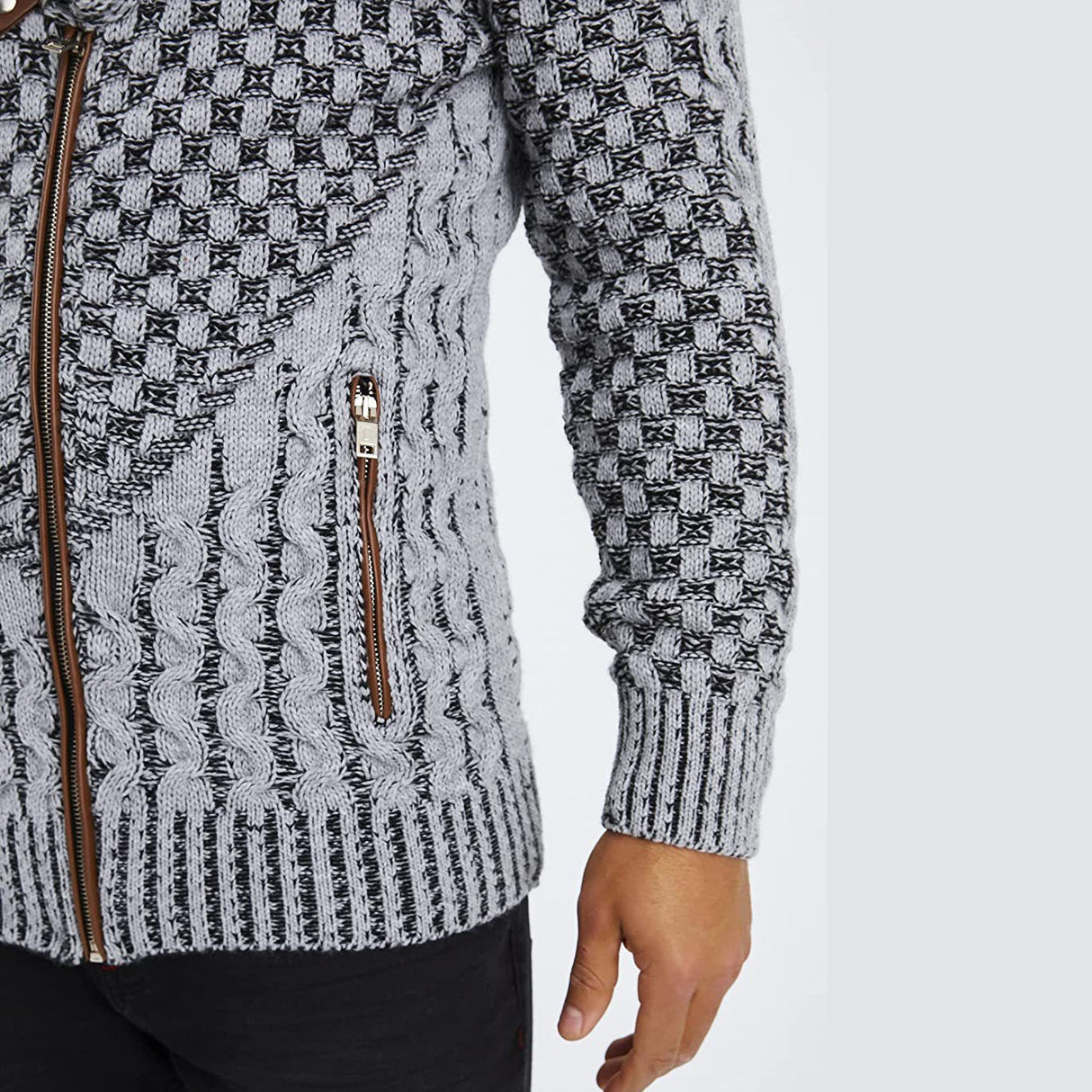 Men's Winter Sweater Casual Long Sleeve Knitted Sweater Turtleneck Zipper Cardigan Sweaters High Collar Knitwears Men's Coat 3XL