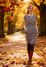 The Knee Length Breastfeeding Dress - Ruby Rainbow Leopard