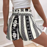 Belt Printed Casual Shorts For Commuter Women