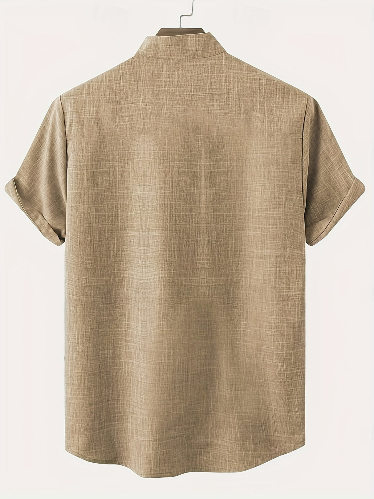 Men's Lightweight Short-Sleeve Linen-Look Shirt with Tribal Geometric Pattern
